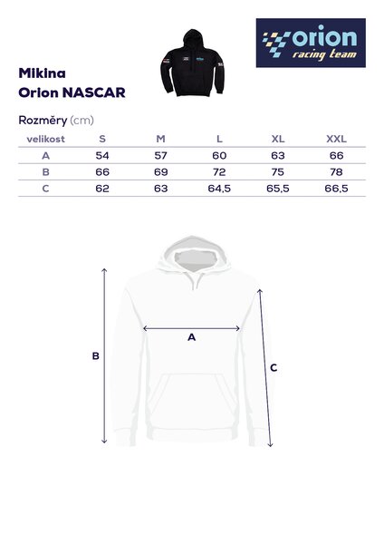 Mikina s kapucí Orion NASCAR vel. XXL